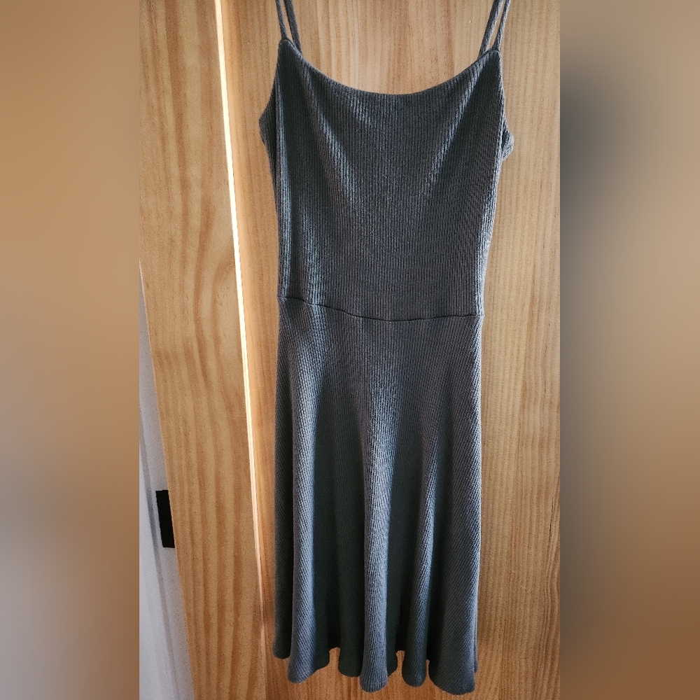 Aqua Ribbed Fit-and-Flare Cami Dress